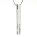 To My Wife - 4-Sided Stick Necklace, engraved pendant on white