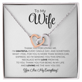 To My Wife - Interlocking Hearts Necklace, pendant with message card on white