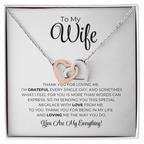 To My Wife - Interlocking Hearts Necklace, pendant with message card on white