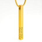To My Wife - 4-Sided Stick Necklace, engraved pendant on white, 18k Yellow Gold Finish