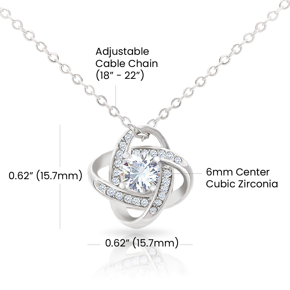 To My Daughter - Forever Yours Necklace, pendant on white with dimensions