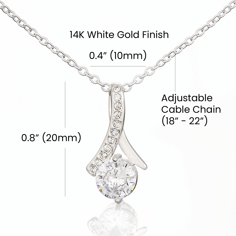 To My Daughter - Alluring Beauty Necklace, pendant on white with dimensions