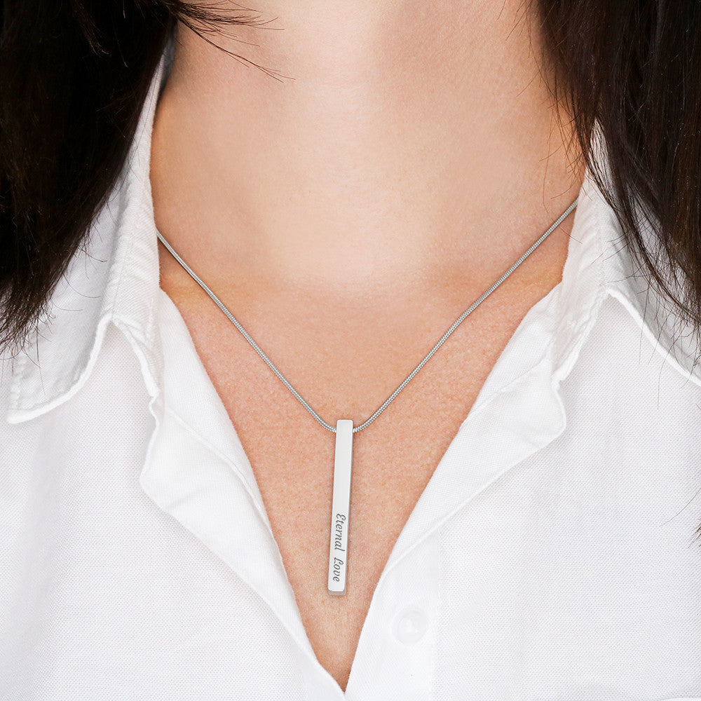To My Daughter - 4-Sided Stick Necklace, on a model