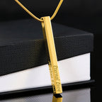 To My Wife - 4-Sided Stick Necklace, engraved pendant on a black gift box, no card