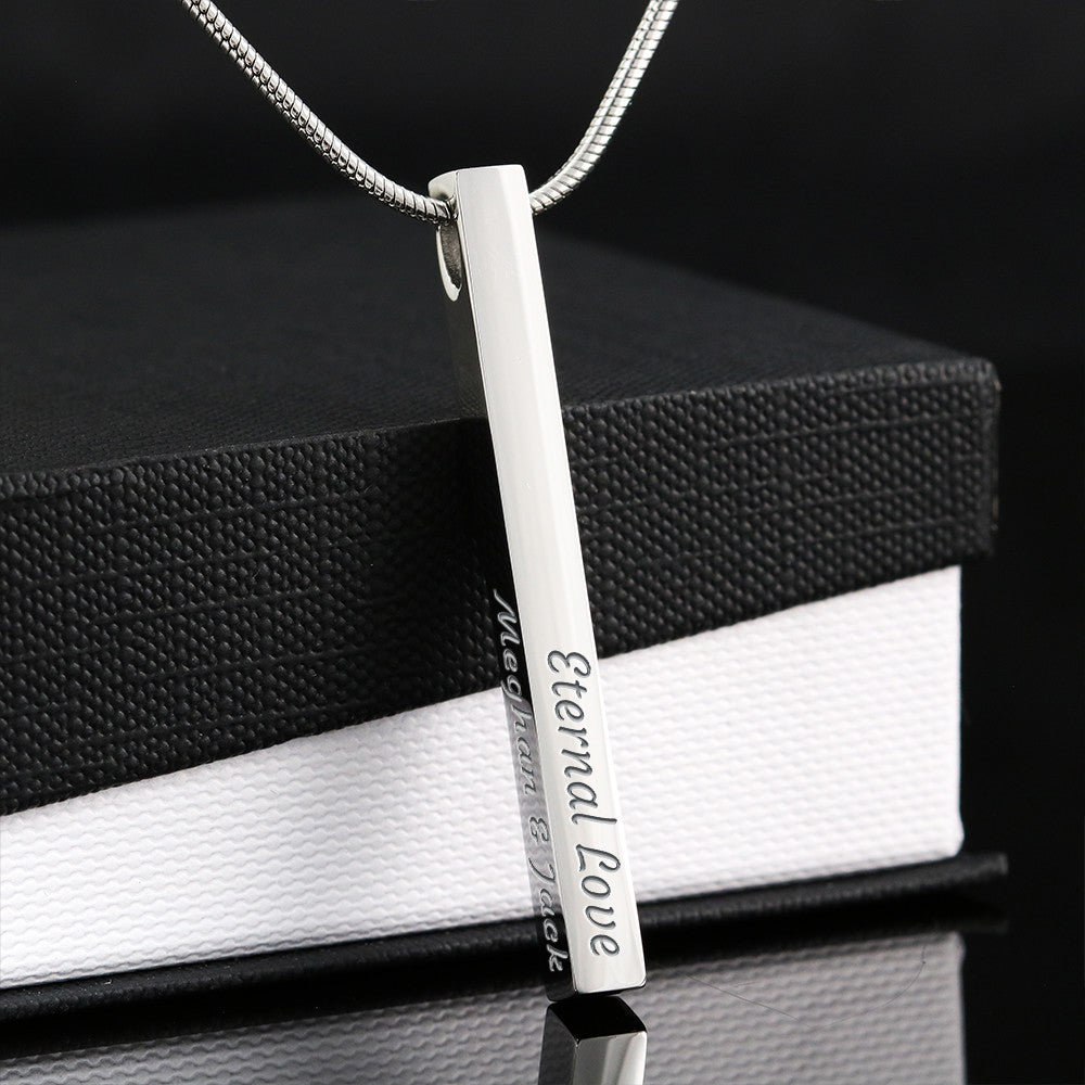 To My Daughter - 4-Sided Stick Necklace, close-up on the gift box