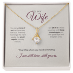 To My Wife - Alluring Beauty Necklace, the printed message card with the pendant, 18k Yellow Gold Finish